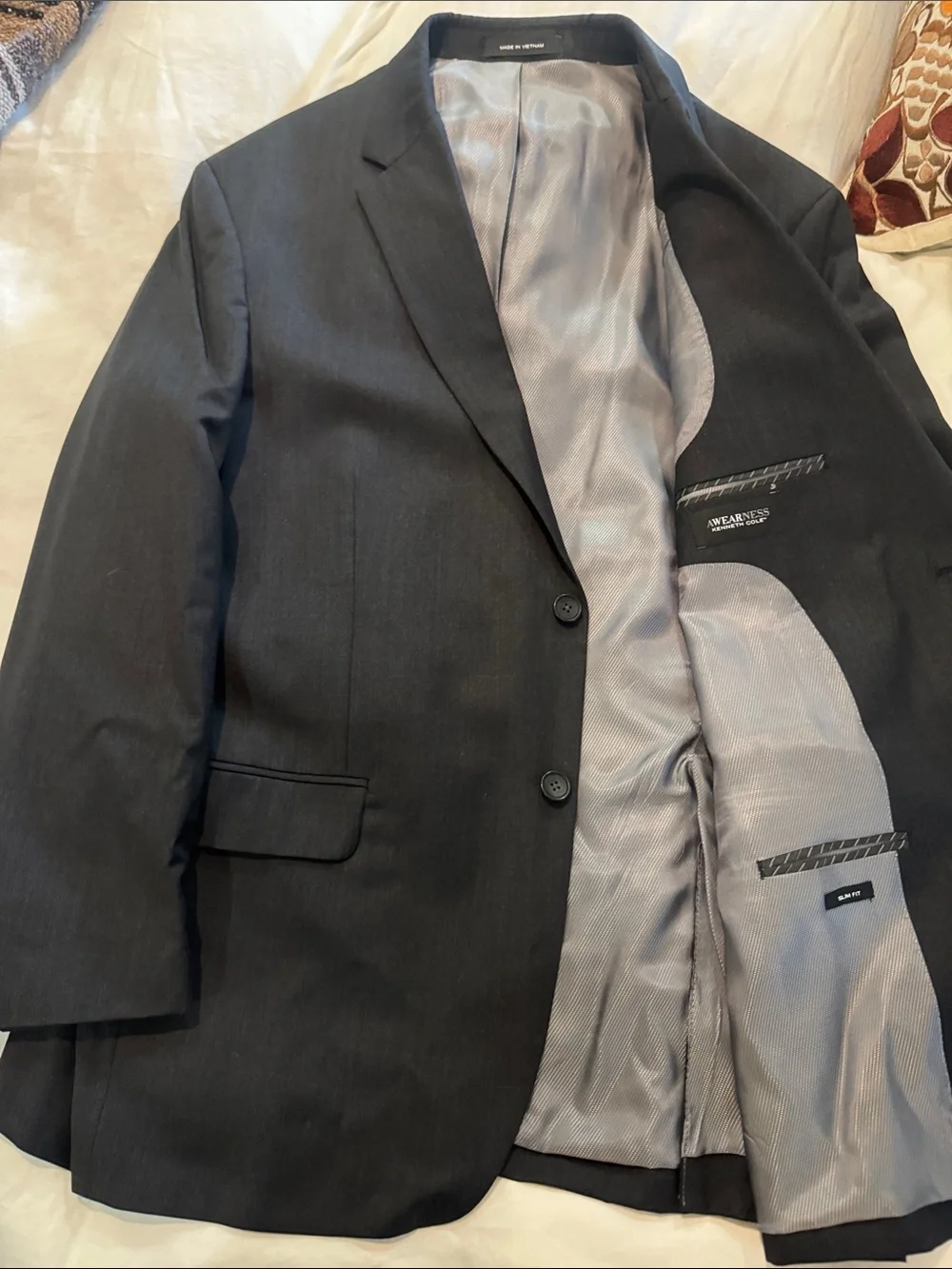 Kenneth Cole Men's Blazer with Gray Satin Lining and Pants